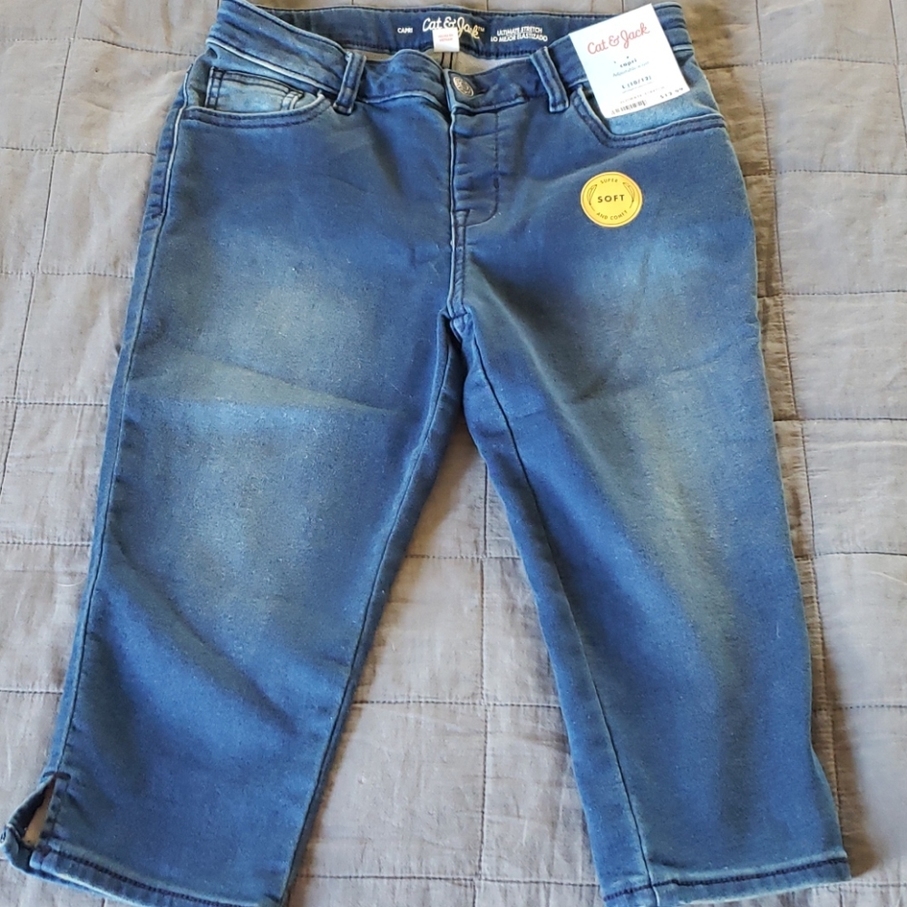 Cat and Jack girls adjustable waist capri jeans